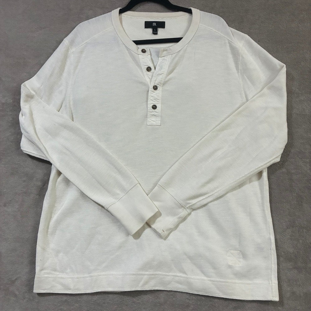 Banana Republic Henley Shirt Mens Large Waffle Knit Thermal Preppy Basic Outdoor